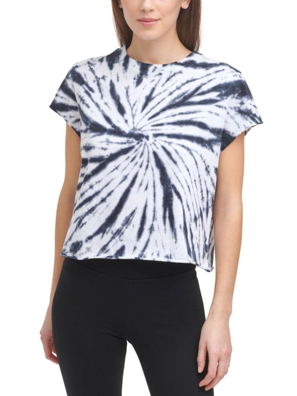 DKNY Womens Sport Tie Dye Raw Hem T-Shirt